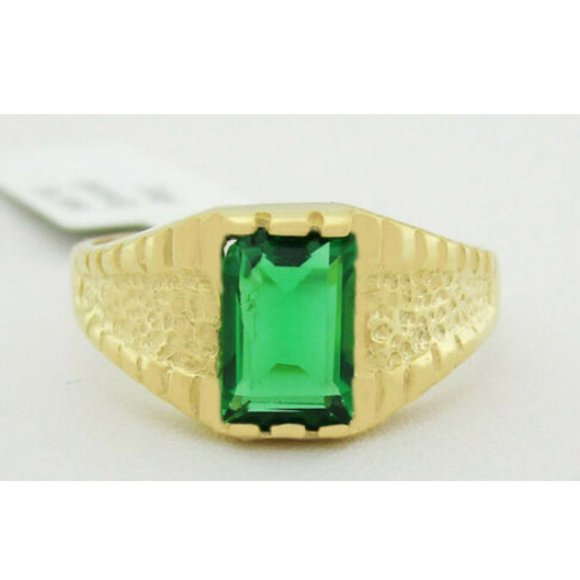 Created Emerald 1.03 Cts Ladies Ring 14k Yellow Gold